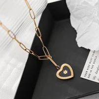 18k gold plated fashion black star love heart necklaces medium long chain wedding valentines day fine jewelry gifts not fade