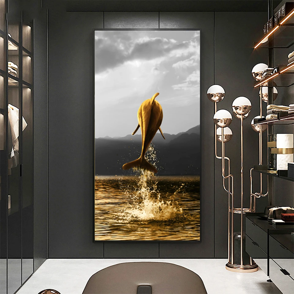 

Golden Dolphin Animal mosaic diamond painting 3 d handmade full round diamond embroidery,5 d cross stitch sets,sea animal,