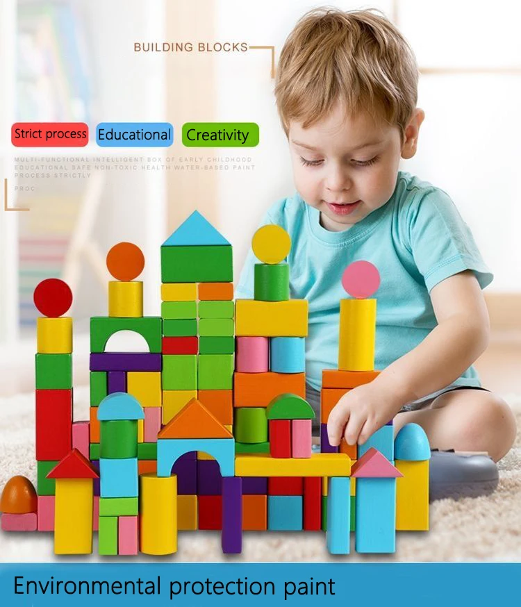 

Children's Wooden Toys Building Block Assembled Puzzle Large Particles 1-2-3 Years Old Creative Early Educational Toy For Kids