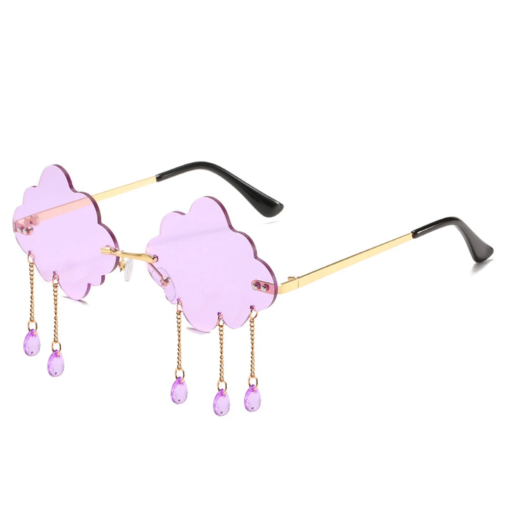 Модные солнцезащитные очки UV400 с кисточками модные без оправы в стиле ретро