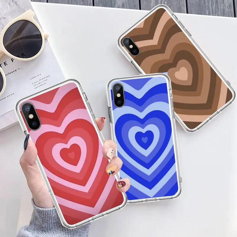 

Love heart colorful pattern Phone Case Transparent soft For iphone 12 11 13 7 8 6 s plus x xs xr pro max mini