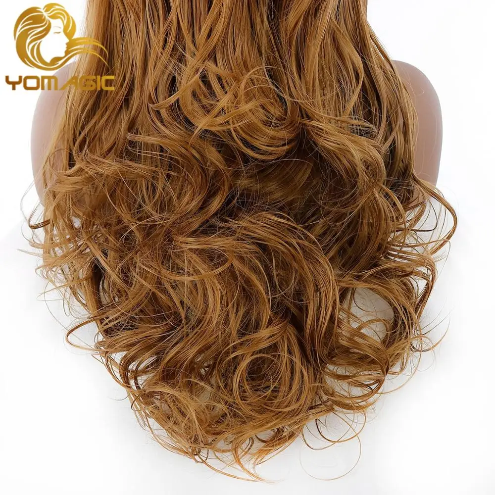 Yomic парики из синтетических волос коричневого цвета на сетке спереди для женщин