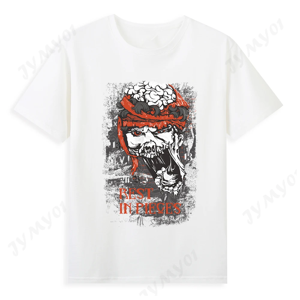 

Gothic Style Fashion Men's T Shirt Cool Skull Pattern Top Summer New Style Pure Cotton Slim Men's Clothing