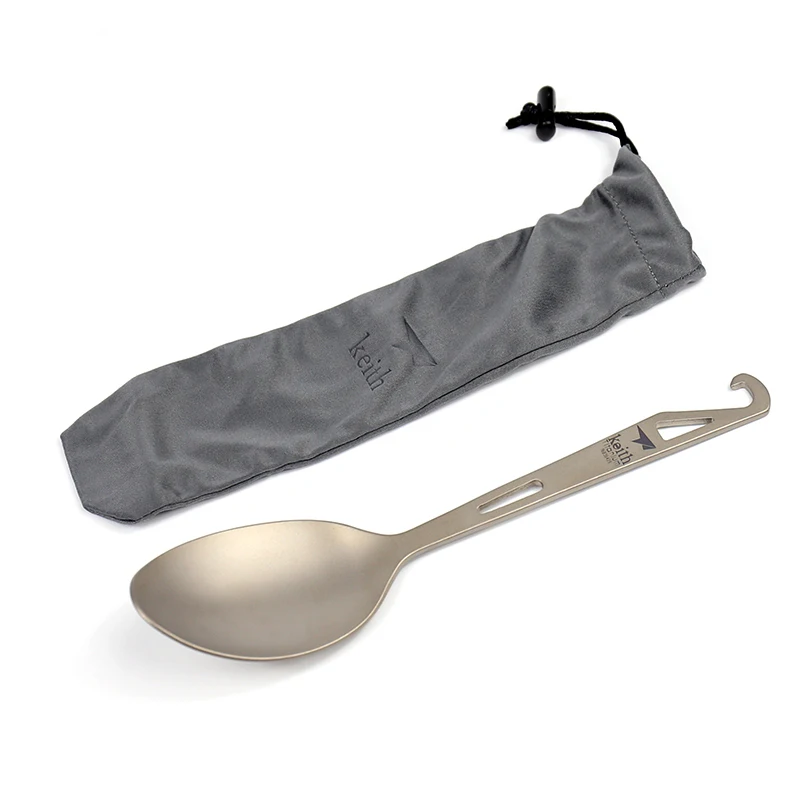 

Keith Titanium Spoon With Bottle Opener Camping Hiking Picnic Travelling Tableware Titanium Cutlery Soup Spoon Ti5317