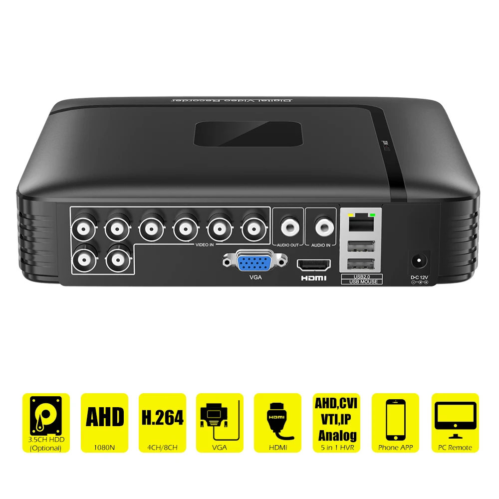 4 в 1 видеорегистратор для AHD IP-камера аналоговая камера AHD/N DVR канала 8 каналов CCTV