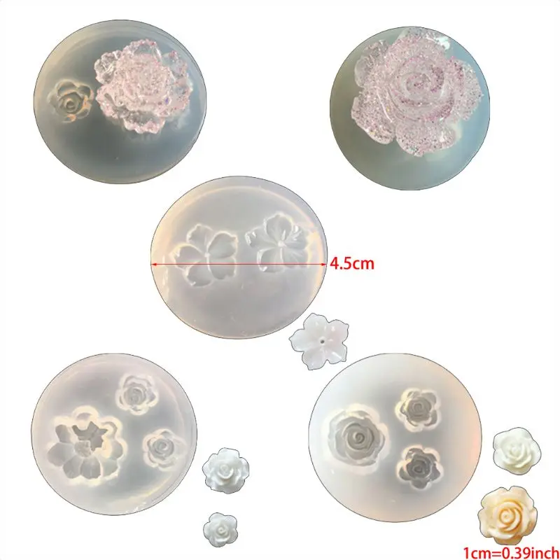 

5 Pcs/Set Mini Flower Resin Silicone Molds Jewelry Making Tools Casting Molds for DIY Craft Keychain Necklace Earrings Project