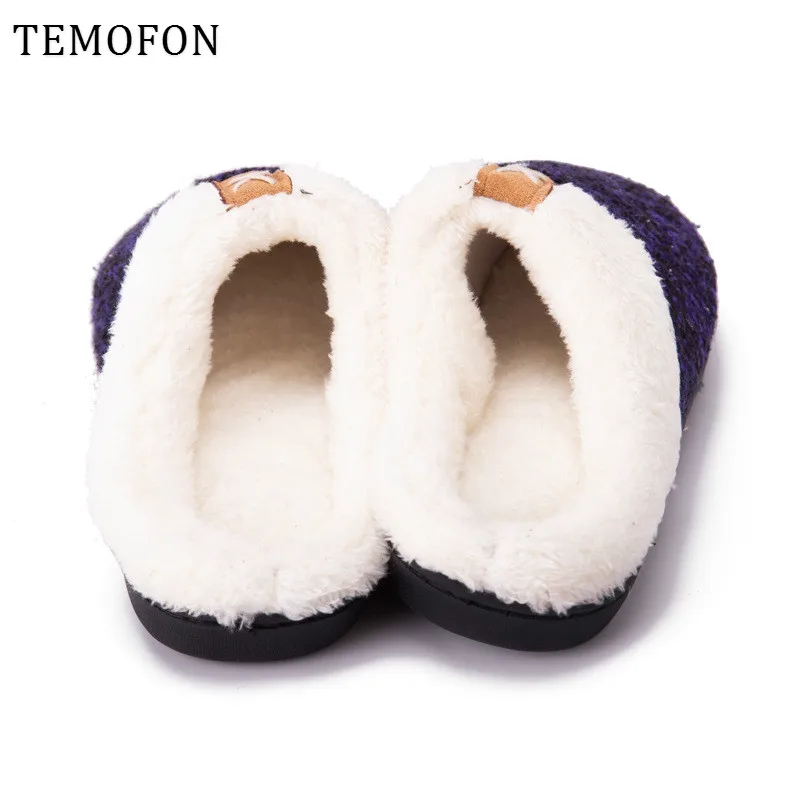 TEMOFON зимние теплые женские тапки домашние плюшевые слипоны мягкие шлепанцы