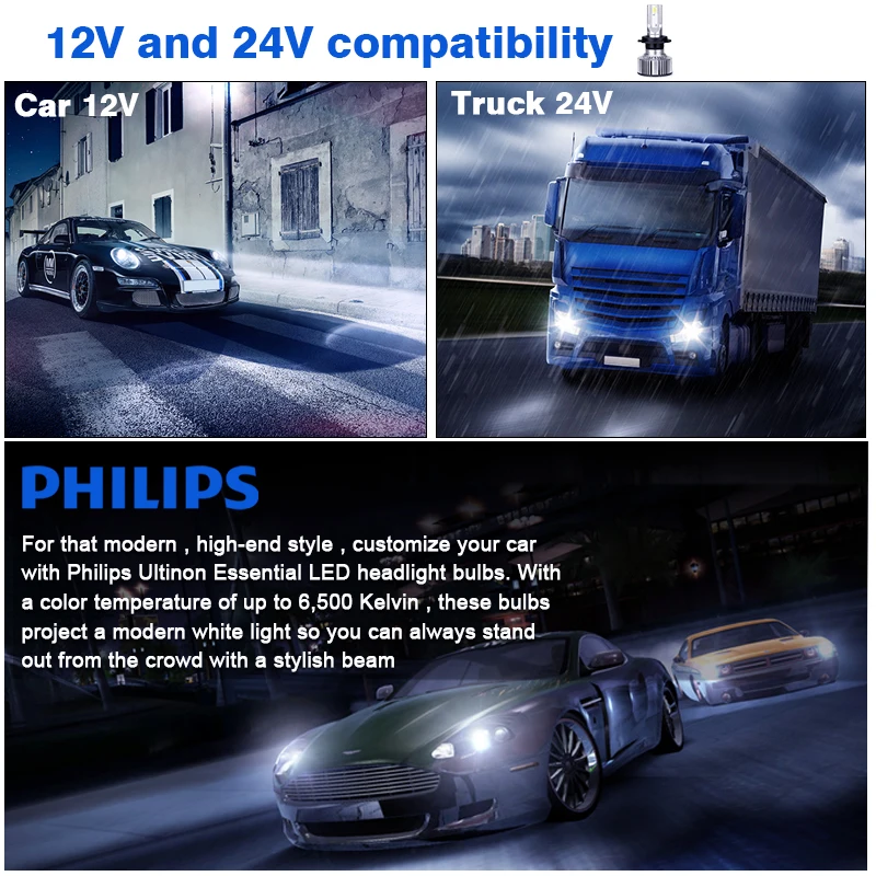 9012 Светодиодов Philips HIR2 Ultinon Essential G2 LED 6500K Автомобильные фары светодиодные