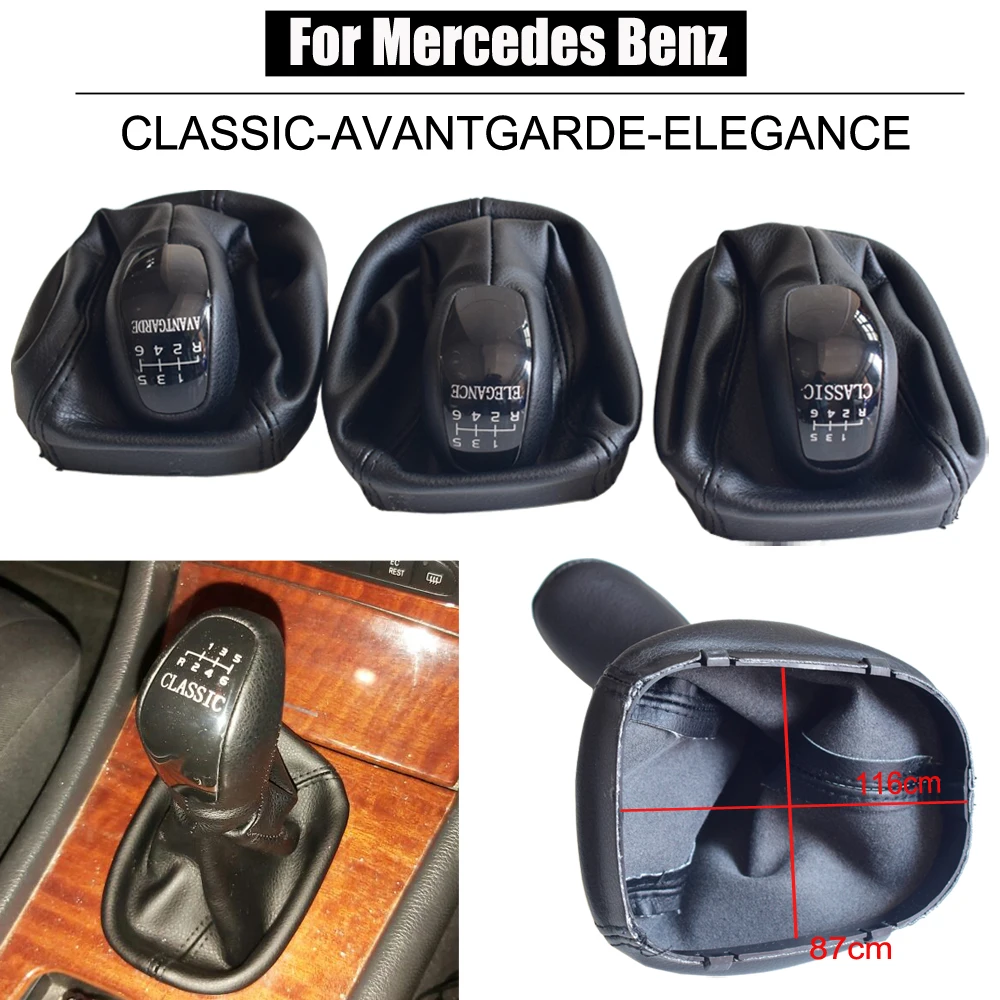 

Car Gear Shift Knob For Mercedes Benz C Class W203 S203 5 6 Speed Stick Lever Knob Shifter Leather Gaitor Boot Cover