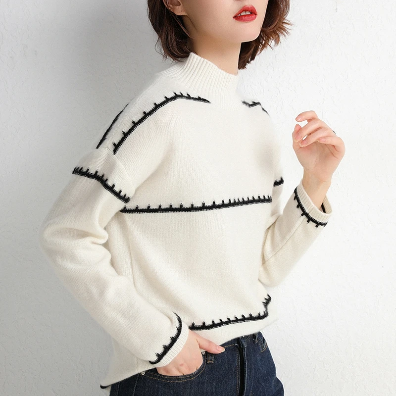 Helovi 100 cashmere sweaters loose sweater women Winter Knitt Sweaters And Pullovers kawaii large size new fashion | Женская одежда