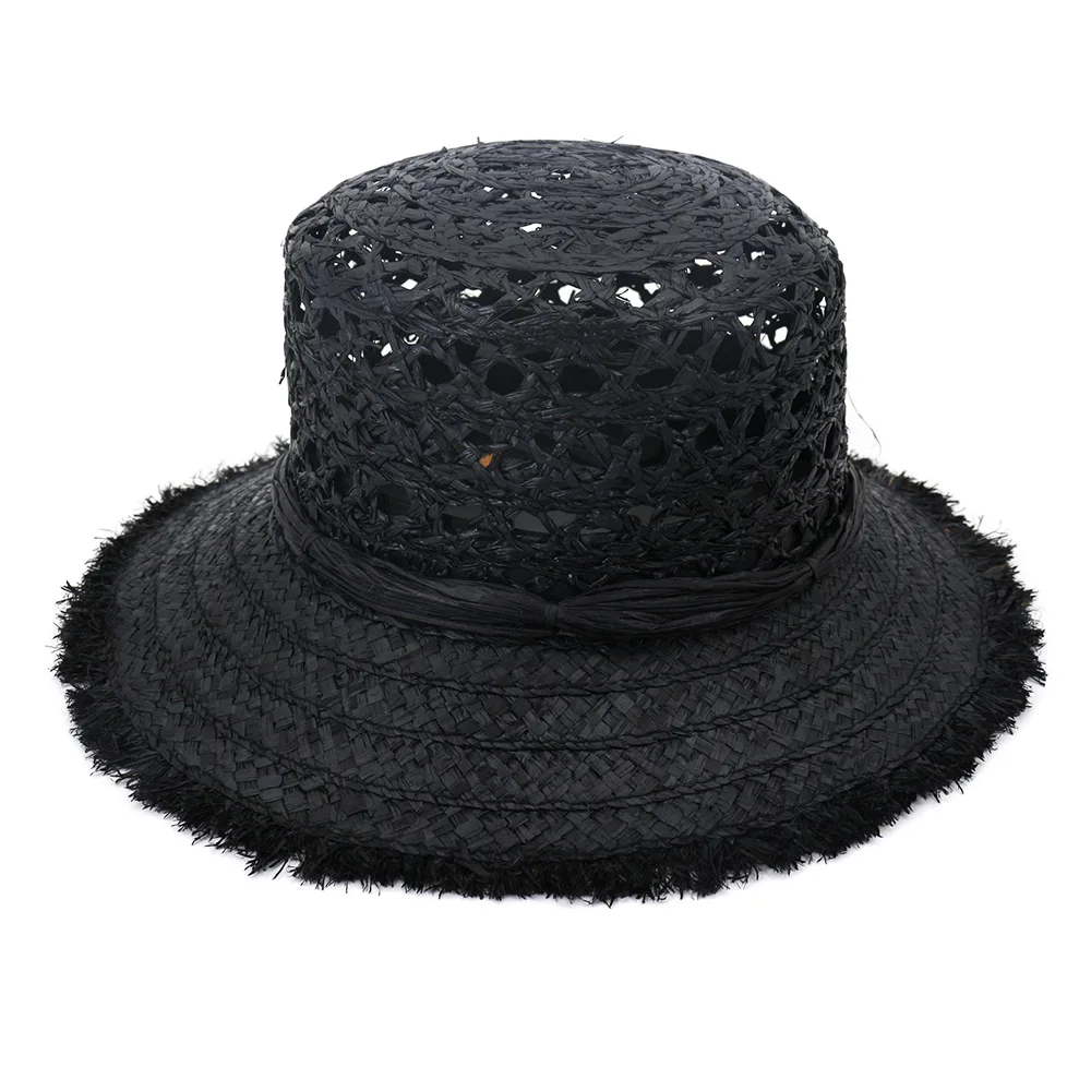 Женская соломенная шляпа Luffy летняя пляжная Панама с широкими полями