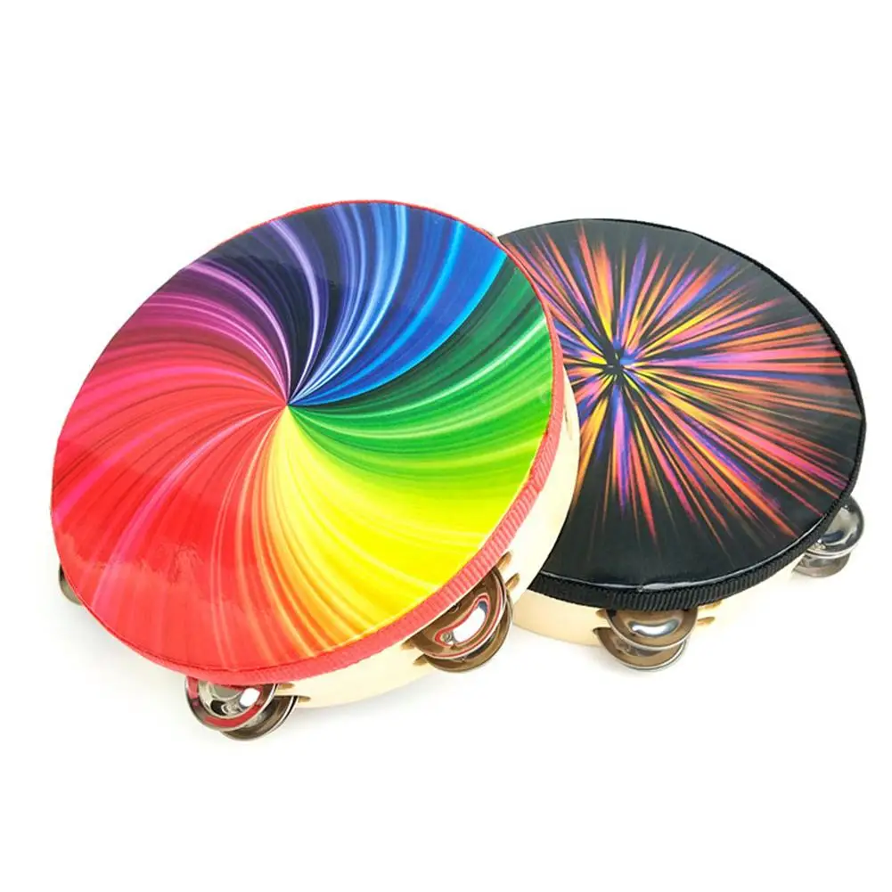 Orff ударный инструмент 8 дюймов двухрядные красочные бубен Радуга ручные барабаны