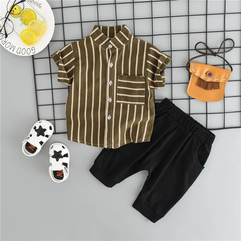 2020 Новая летняя модная детская спортивная одежда в полоску из От 0 до 4 лет хлопка