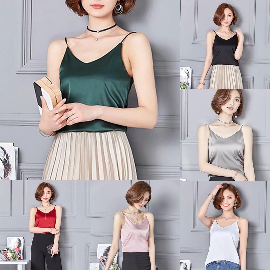 Женский топ без рукавов летняя пляжная майка открытая Сексуальная шелковая