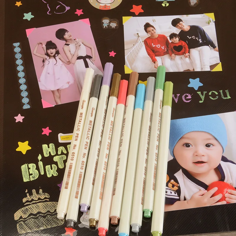 10 шт./лот металлические Микрон ручки подробные цветные маркеры для альбома