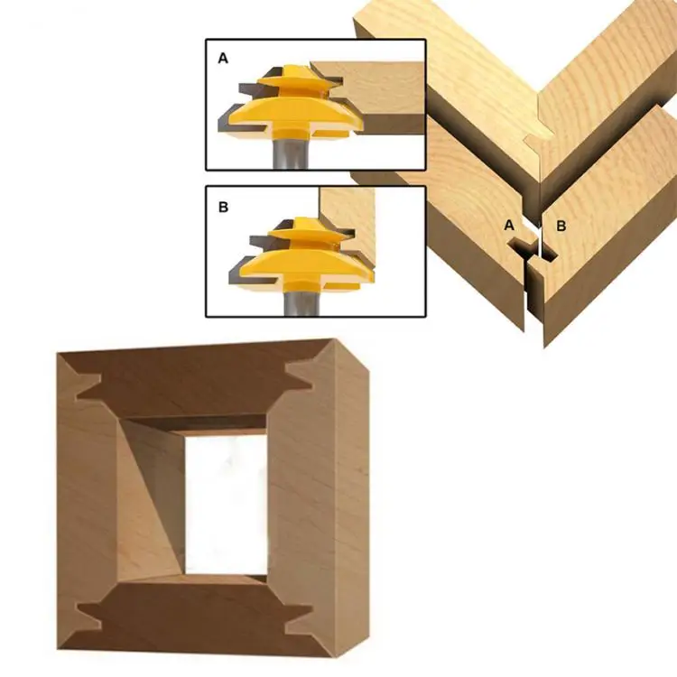 

1 Pcs 1/2" Shank 45 Degree Lock Miter Router Bit Woodworking Tenon Milling Cutter Tool Drilling Milling For Wood Carbon Steel