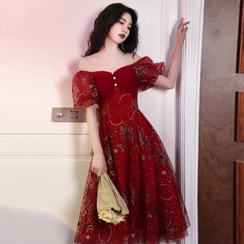 

Sexy Red Lace Elegant Prom Dresses 2021 New Arrived Women Beading A Line short Evening Party Dress