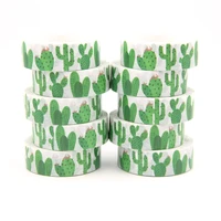 10pcslot 15mm10m green cactus washi stickers masking tapes decorative diy stationery office supplies kawaii washi tape set