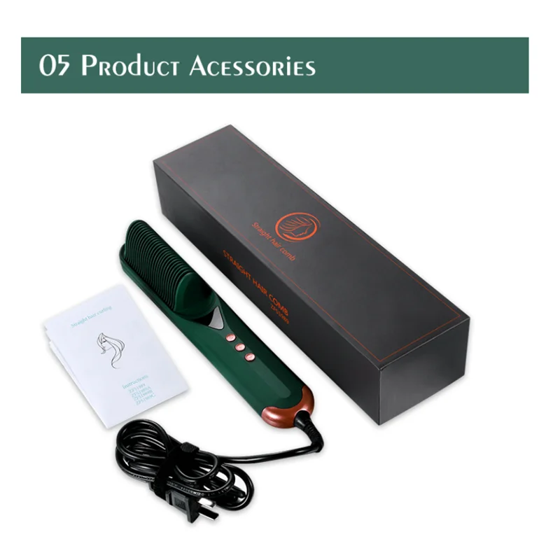 

Hair Straightener Comb Curling Electric Straight Hair Comb Brush Heated Beard Straightening Curly Tool Bear Brush Thermostat