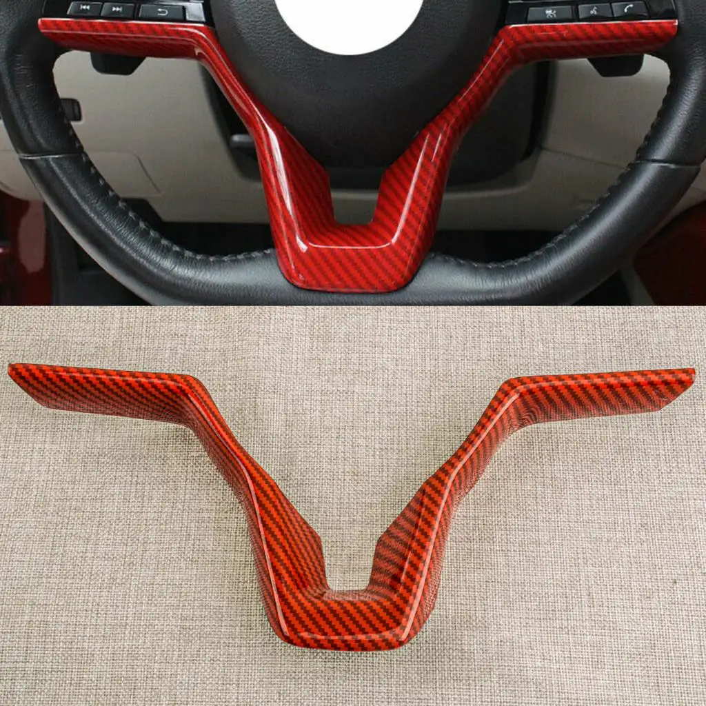 

Car Carbon Fiber Red Steering Wheel Sheet Cover Trim Decor ABS Fit for Nissan Altima 2021 2020 2019