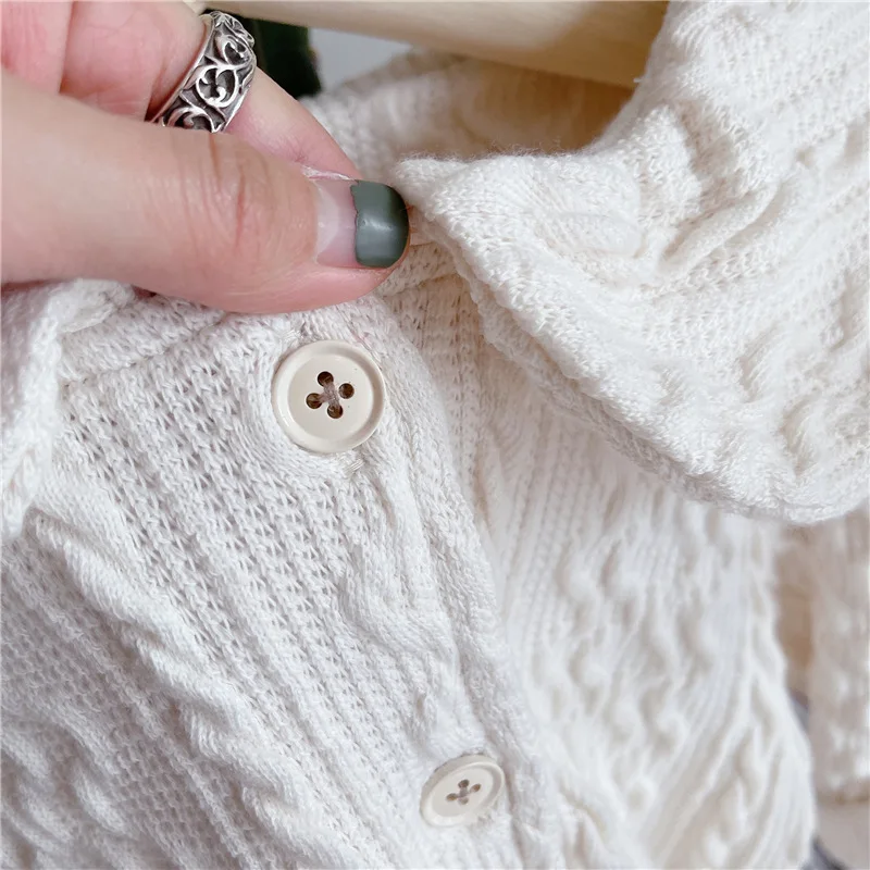 

2021 Children's Spring Shirt Girls Long Sleeve Lapel Knit Top