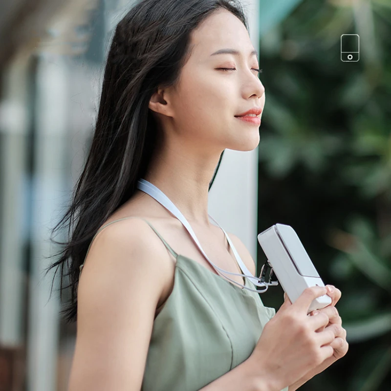 

Mini Neck Fan Air Cooler with Lanyard for Home Outdoor Office Travel Hanging Rechargeable Mini Sports Fan 3-speed Adjustable