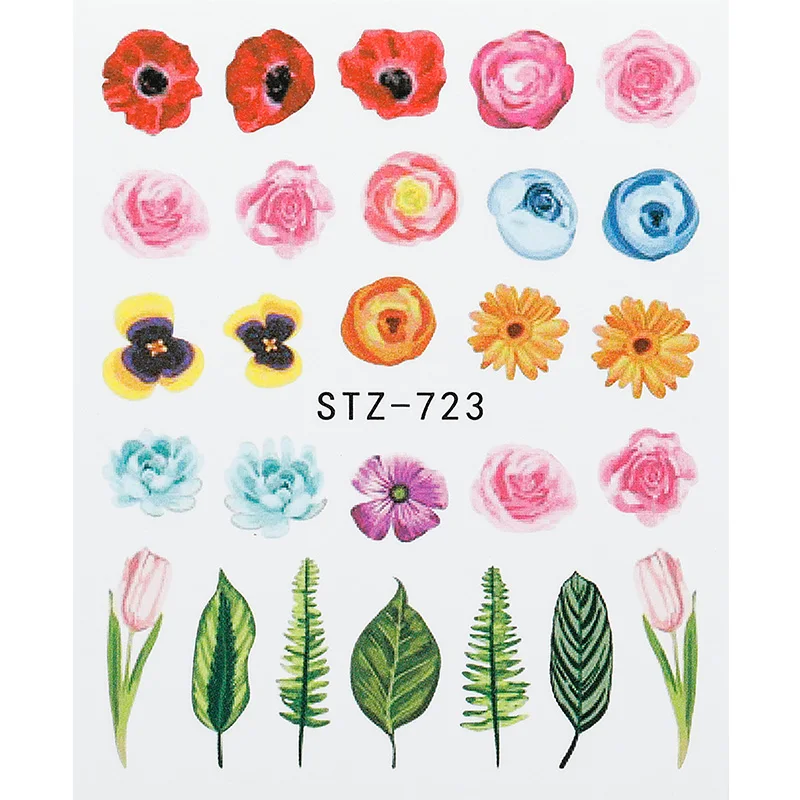 1 шт цветок листья дизайн ногтей стикер слайдер Водные Наклейки Декор водяной