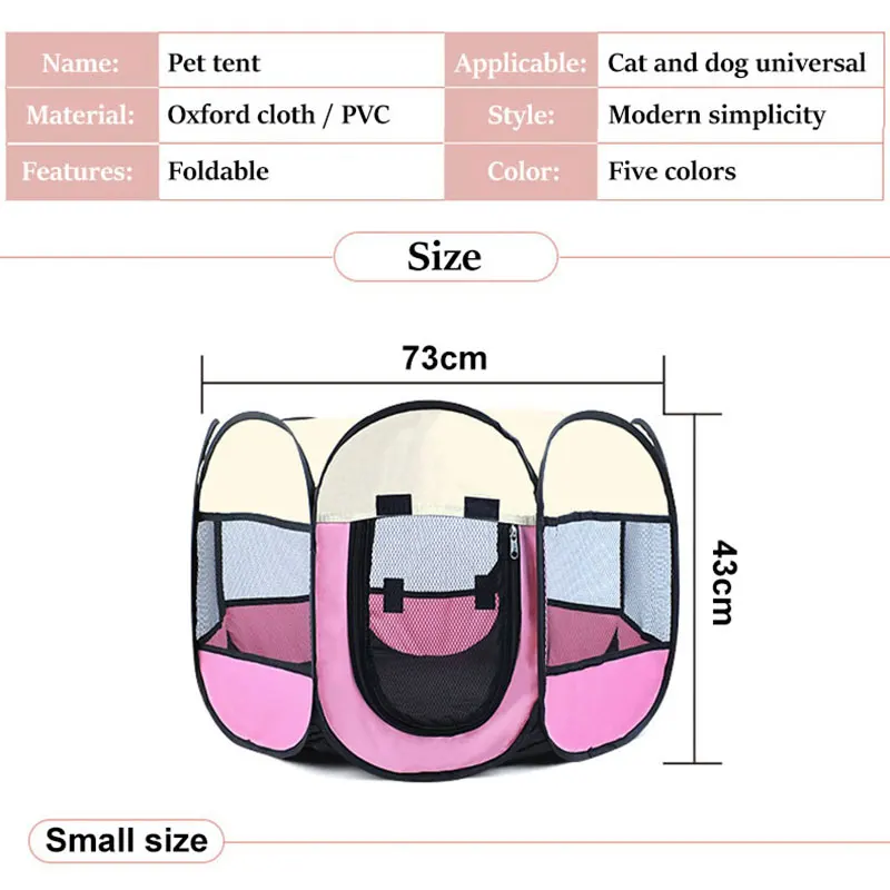 

Portable Folding Pet Big Tent Dog House Cage Dog Cat Tent Playpen Puppy Kennel Easy Operation Durable Outdoor Octagon Fence