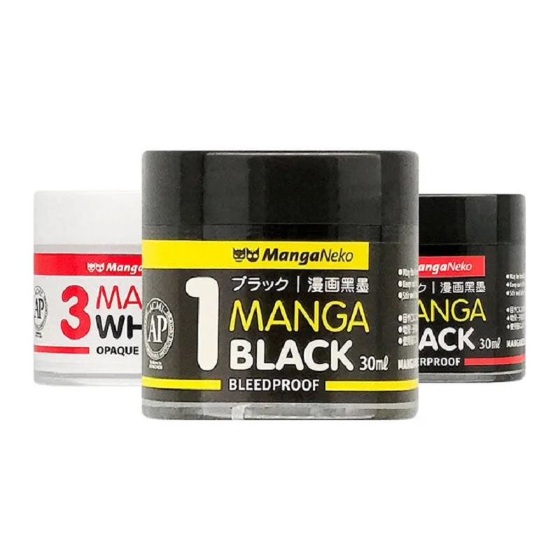Japanese Manga Ink Waterproof and Alcohol-proof Painting High-Gloss Hook Line Quick-Drying Black And White Correction | Канцтовары для