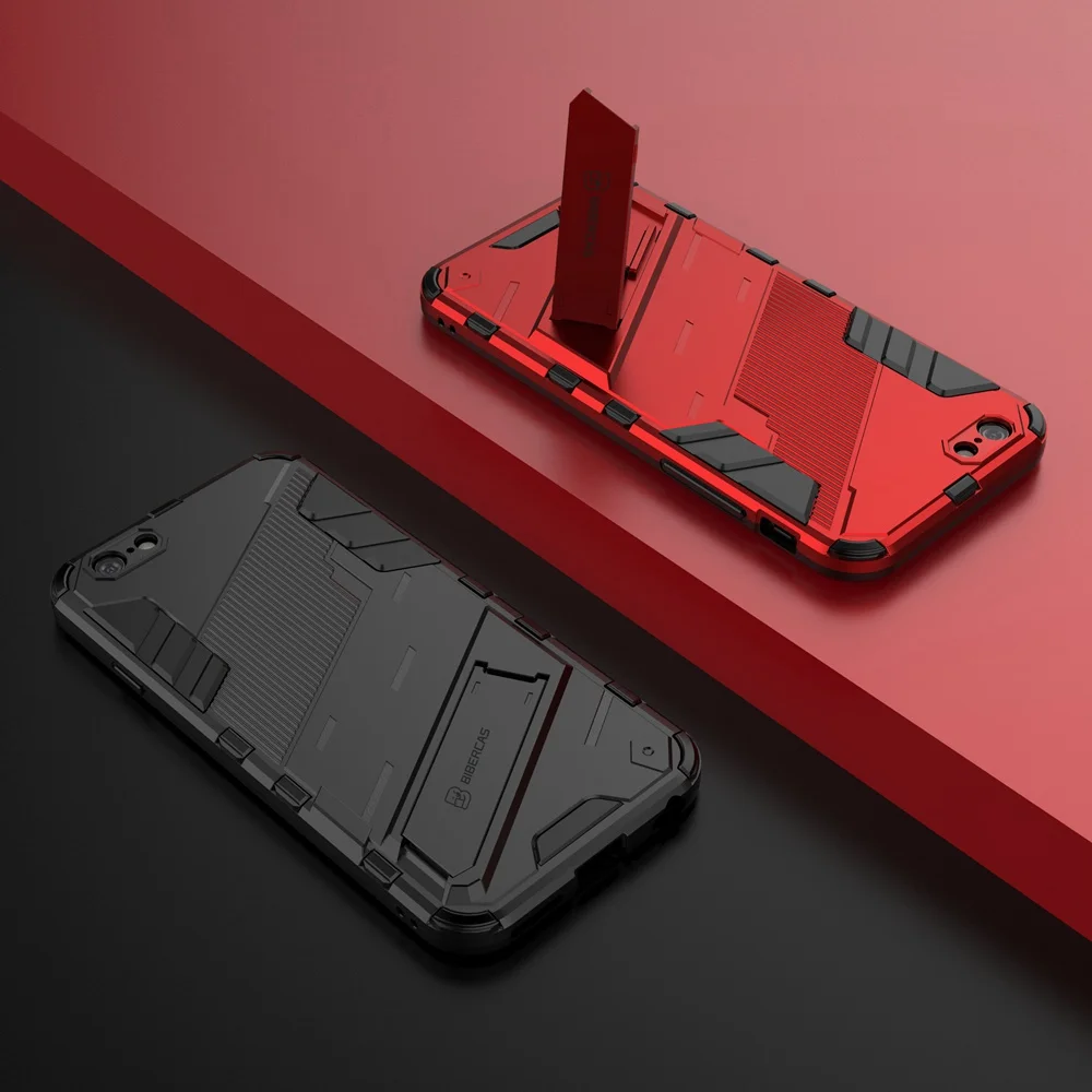

New Style Phone Case For iPhone 6 6S Bcak Cover iPhone6 iPhone6S Plus Stand Holder Armor Kickstand Matte Luxury Original Shell B
