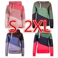 womens pullover coat slim hit color stitching hooded jacket hedging coat women clothing