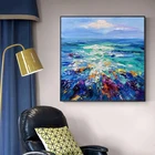 Абстрактная картина маслом темно-синего моря, Современная художественная роспись на холсте, Настенная картина, картина для гостиной, домашний декор, подарок
