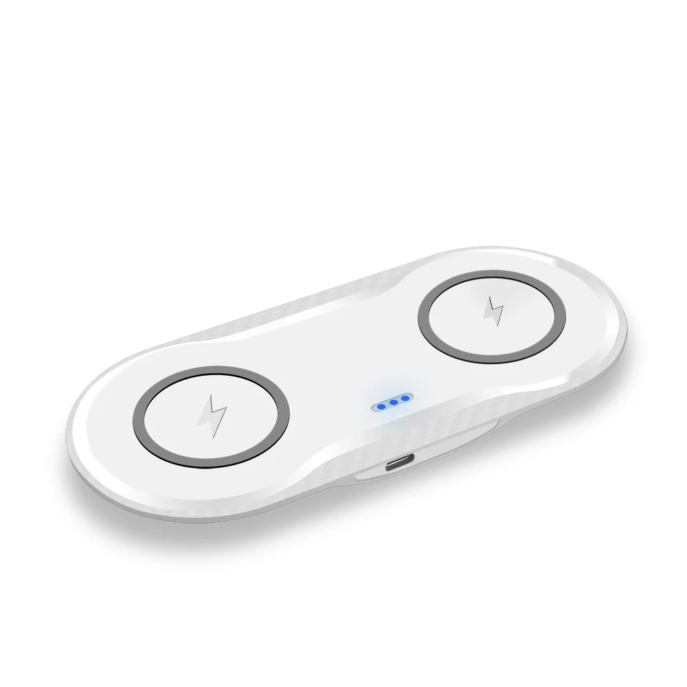 Белый FDGAO 10 Вт двойное сиденье Qi Беспроводное зарядное устройство для iPhone X 8 XS Max samsung S10 S9 S8 Note 8 9 USB быстрая зарядка Беспроводная зарядная панель - Цвет: Белый