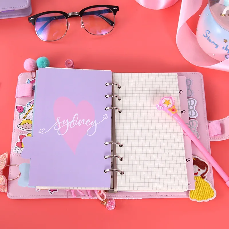 

A6 PU Leather Notebook Binder,Refillable 6 Round Ring Binder Cover Macaron Notebook Personal Planner Binder with Magnetic Buckle