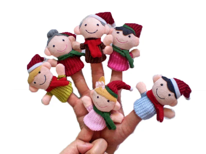 

6pcs/set Finger Puppet Set Mini Plush Baby Toys Boys and Girls Early Childhood Rhymes Story Christmas family finger puppets S34