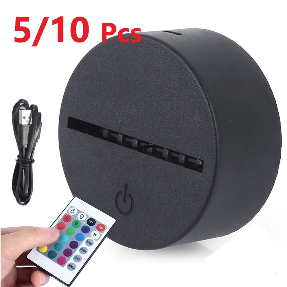 

3D LED Lamp Bases 3D Acrylic Night Light Base 7 Color-Adjust Remote Control Holder Lighting Accessories