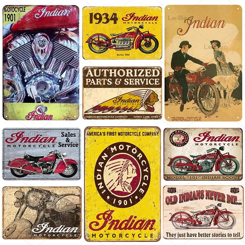 

India Sign Metal Plaque Motorcycle Retro Metal Tin Sign Vintage Poster Shabby Chic Decorative Metal Plate Bar Club Wall Sticker
