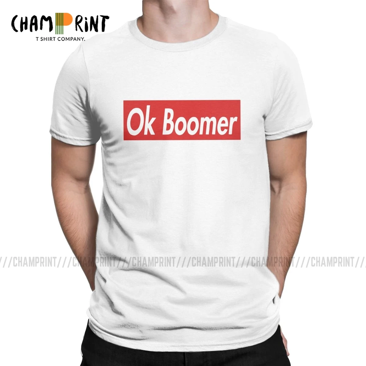 Мужская футболка Ok Boomer из 100% хлопка Забавные футболки с круглым вырезом забавная