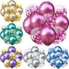 10 шт.лот, розовые золотые шары с конфетти, украшение для свадьбы, дня рождения, серебристые гелиевые шарики с металлическим покрытием для украшения будущей мамы