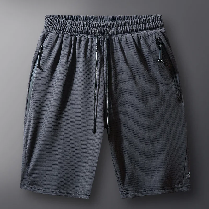

2021 Summer Large Men's Elastic Breathable Mesh Ice Fat Pants with Handle and Versatile Quick Dry Thin Shorts