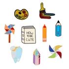 Брошь художественная Коллекционная Палетка с кистью, значок-карандаш, эмалированная булавка для студентов, книг, украшения из джинсы, художников, подарки для детей