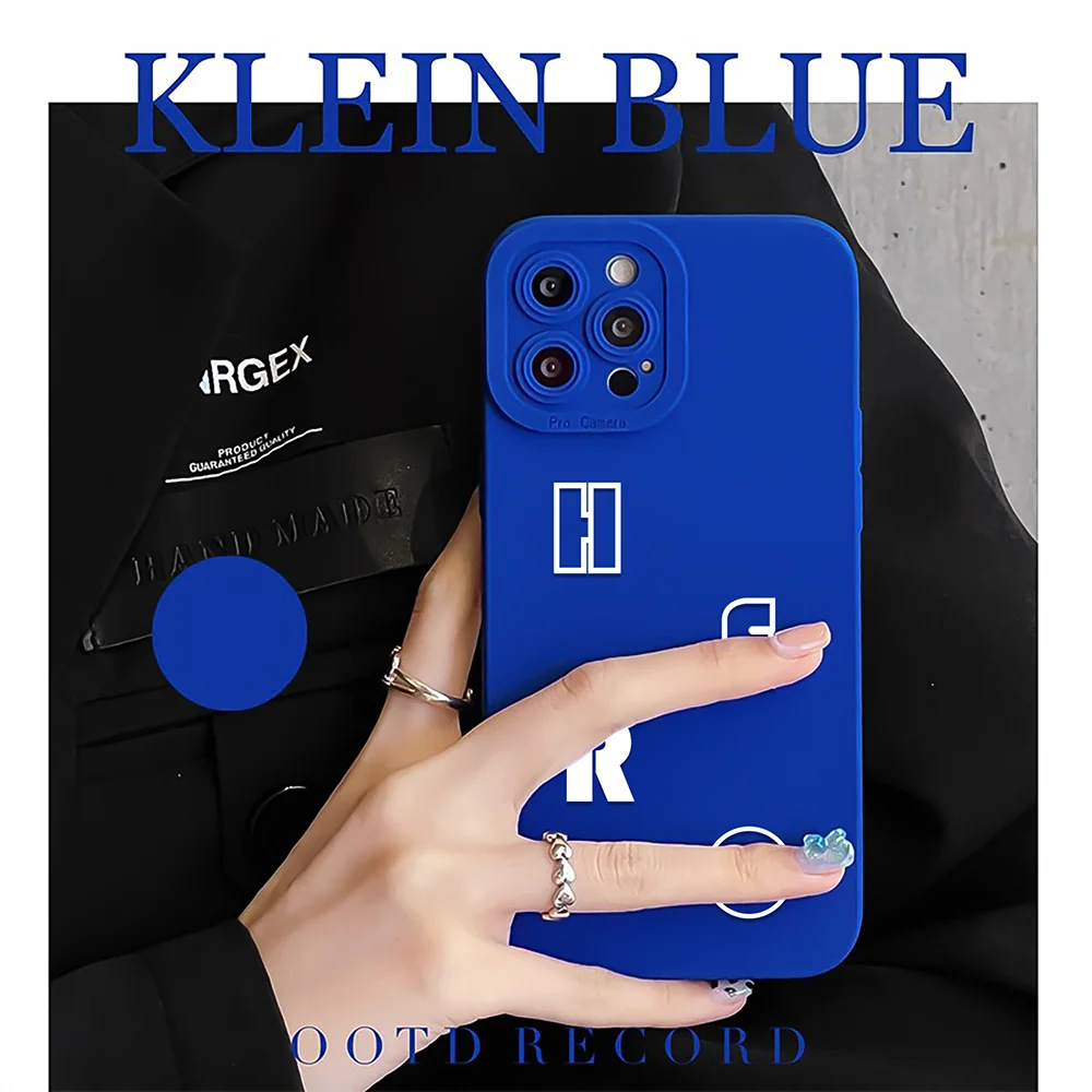 

Fashion Klein Blue Pattern Case for IPhone 11 12 13 Pro Max Coque for Iphone 11Pro 12Pro 13Pro Lens Protection Shockproof Cover
