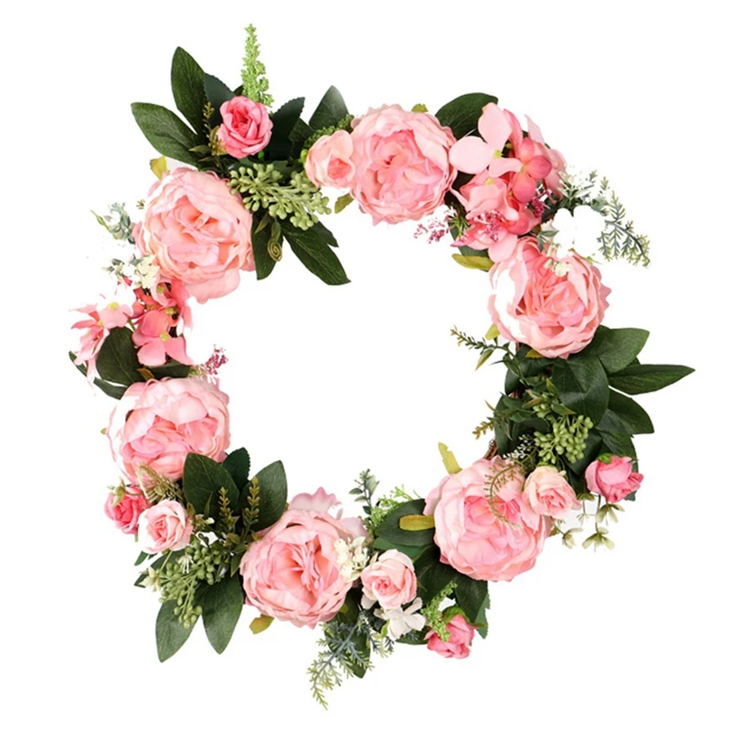 

Artificial Peony Flowers Wreath Spring Summer Wreath For Front Door Farmhouse Window Wall Wedding Party Home Decor