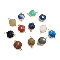 natural stone pendant connectors round faceted turquoise agates lapis lazuli link charms for jewelry making necklace bracelet