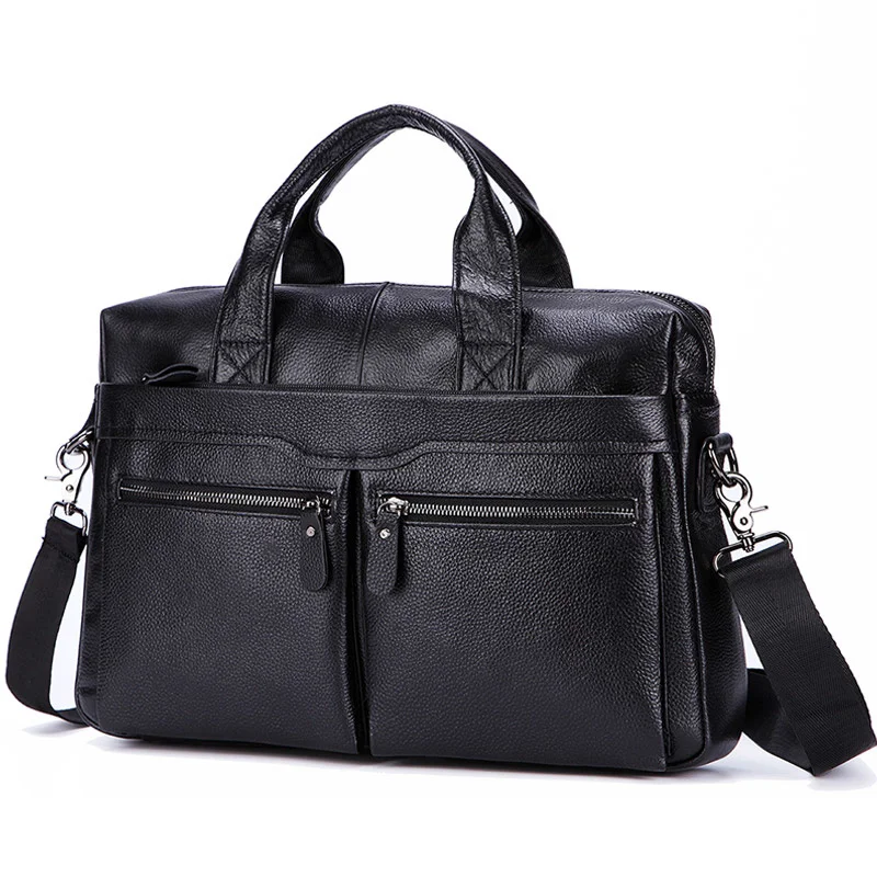 

Bla Men Genuine Leather Handbags Large Leather 14" Laptop Menger Bags Busin Men's Travel Bags Shoulder Bags Briefcase