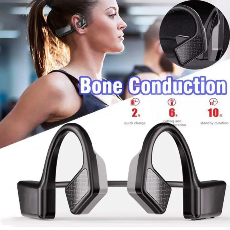 

Bone Conduction Headphones Bluetooth-compatible Wireless Sports Earphone IP56 Headset Stereo Hands-free With Mic