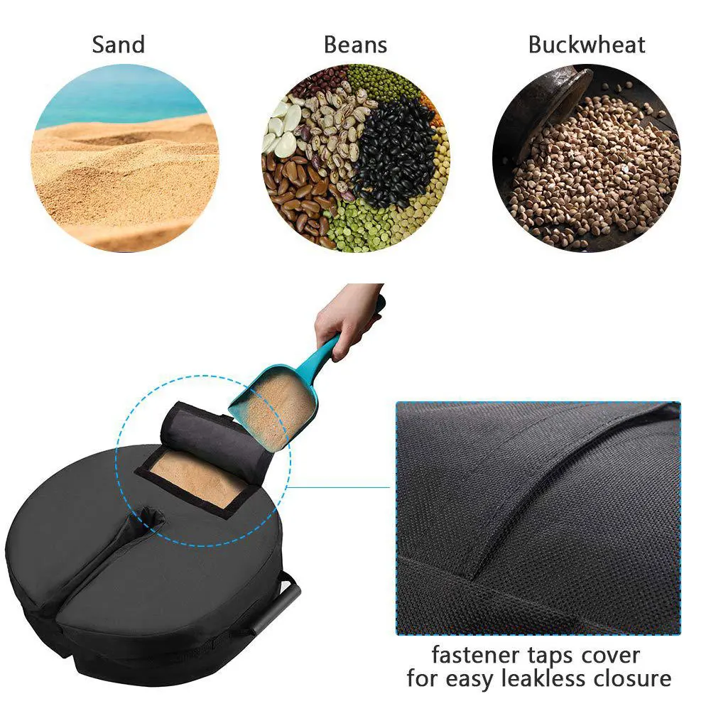 

utdoor Patio Umbrella Stand Parasol Base Weight Sandbag 85 Pounds Portable Round Umbrella Stand with Handles