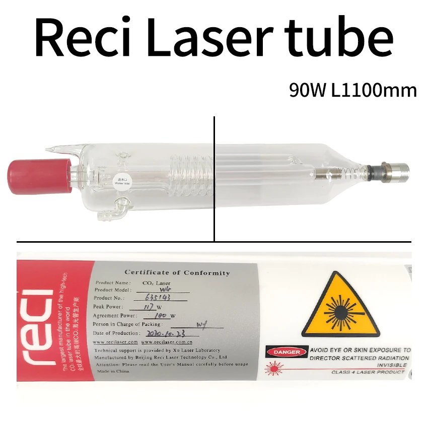 

0133 Reci W6/T6 130W-160W CO2 Laser Tube Length 1650mm Dia.80mm for Co2 Laser Engraving Cutting Machine