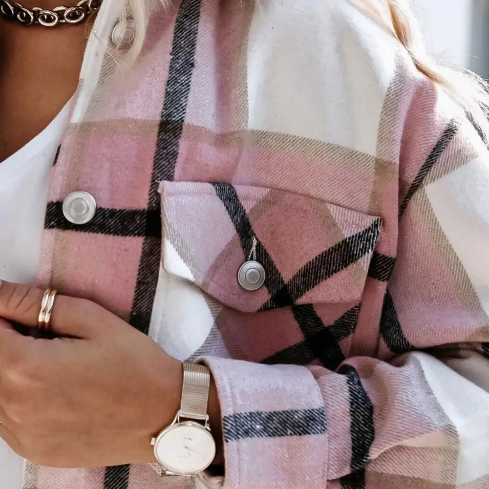 

Shirts For Women Plaid Long Sleeve Button Up Shirt Collared Tops And Blouse 2021 Autumn Spring Fashion Loose Casual Black White