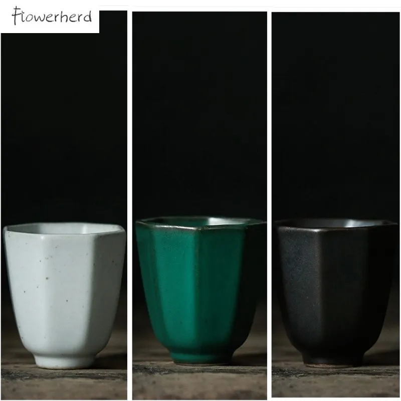 

Japanese Style Ceramic Tea Cup Teaware Kung Fu Tea Set Color Glaze Pottery Teacup Retro Scented Cup